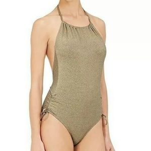 YASMINE ESLAMI*Gold Halter One-Piece*Sm.*$175